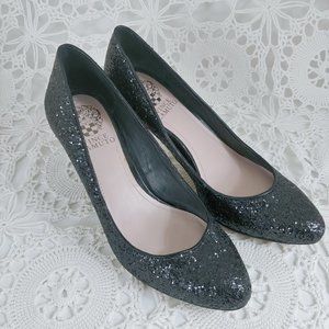 Vince Camuto Black Glitter Heels 2.75"